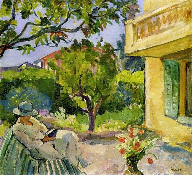 Lebasque, Henri Madame Lebasque Reading in the Garden France oil painting art